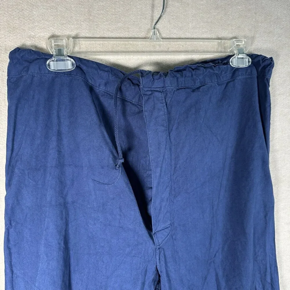 Workwear Coverall Navy Blue Pants Mens Large Wide Leg Pass Through Pockets Over